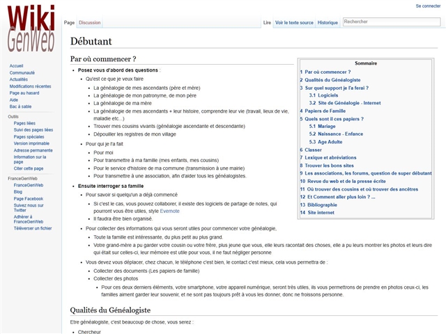FranceGenWeb : Débutant