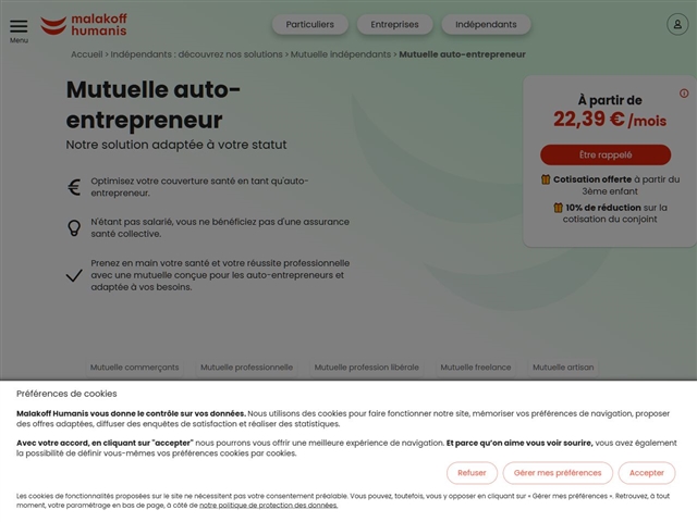 Malakoff Humanis : Mutuelle auto-entrepreneur
