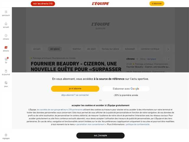 L'Equipe : Ski - Glace