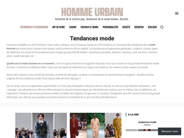 Homme Urbain : Mode