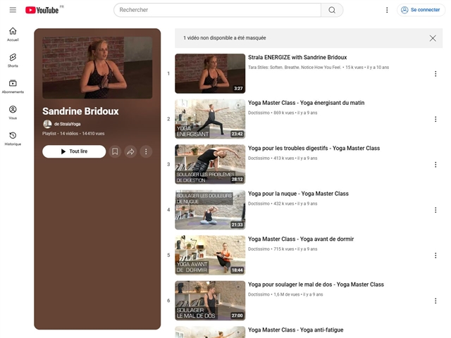 Strala Yoga et Doctissimo : Sandrine Bridoux