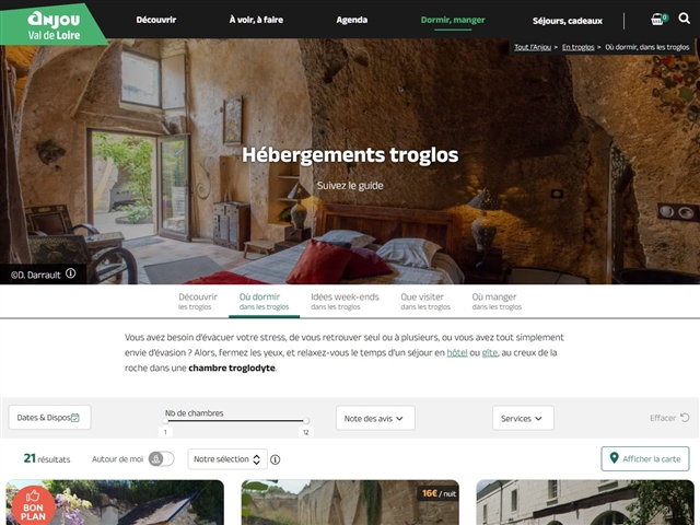 Anjou Tourisme : Hébergements troglodytes