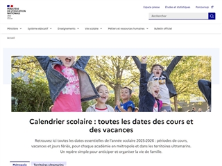 Ministère de l'Éducation Nationale : Calendrier scolaire