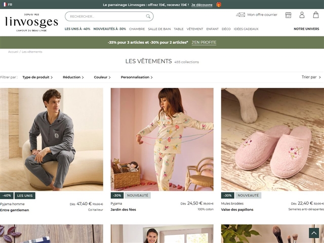 Linvosges : Vêtements d'intérieur