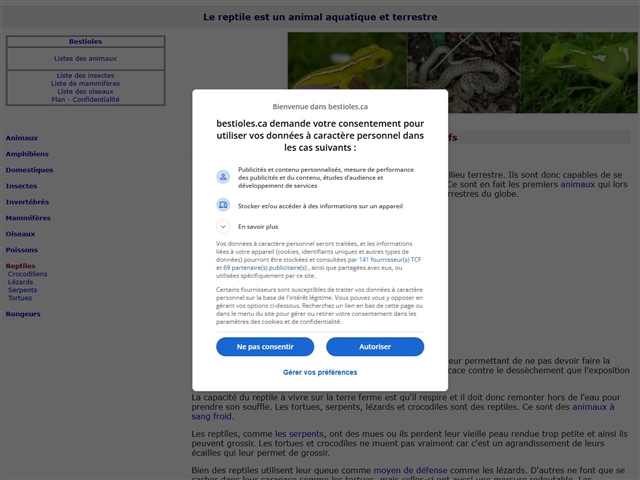 Bestioles, insectes et autres animaux : Reptiles