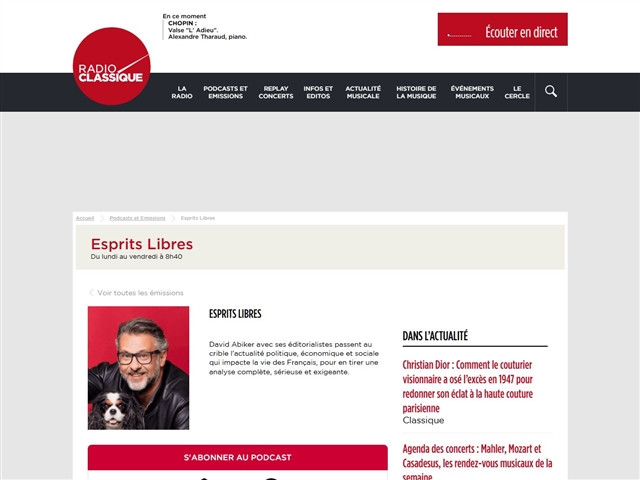 Radio Classique : Esprits libres