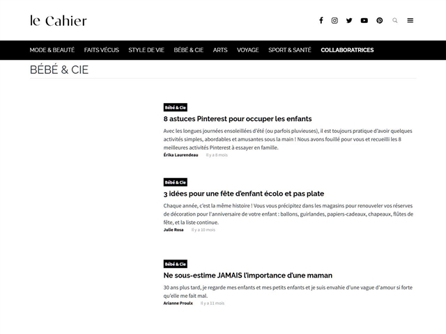 Le Cahier : Bébé et Cie