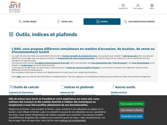 Anil : Outils, indices et plafonds