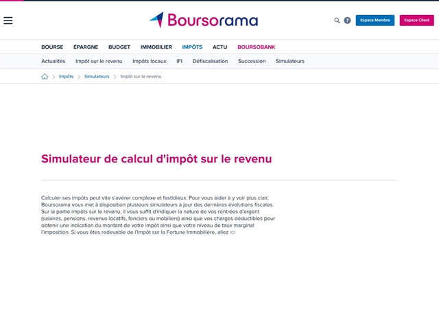 Boursorama : Simulateur de calcul d'impôt sur les revenus