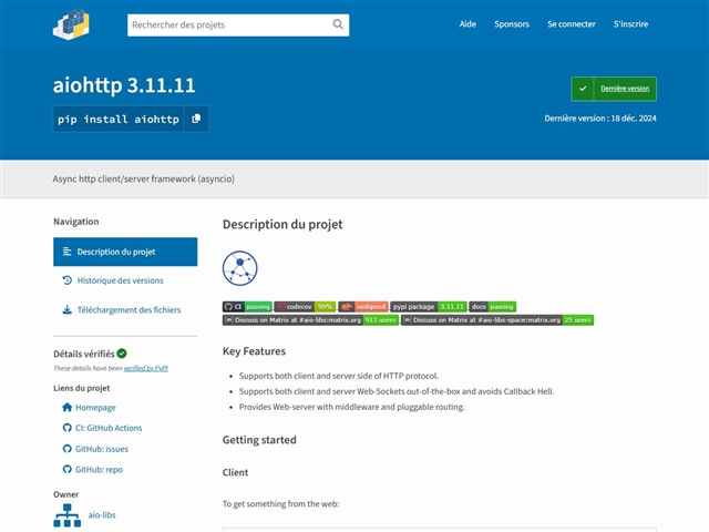 Librairie AioHttp
