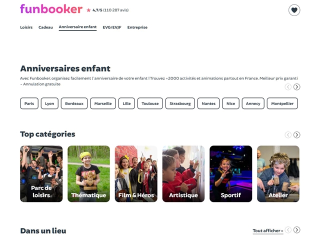 Funbooker : Anniversaires Enfant