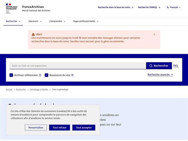 France Archives : Faire sa généalogie