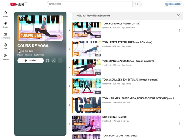 Gym Direct : Cours de Yoga