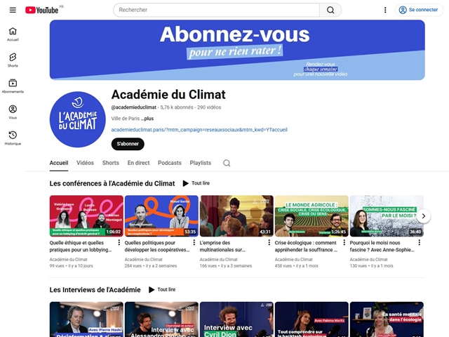 Académie du Climat : Chaîne Youtube