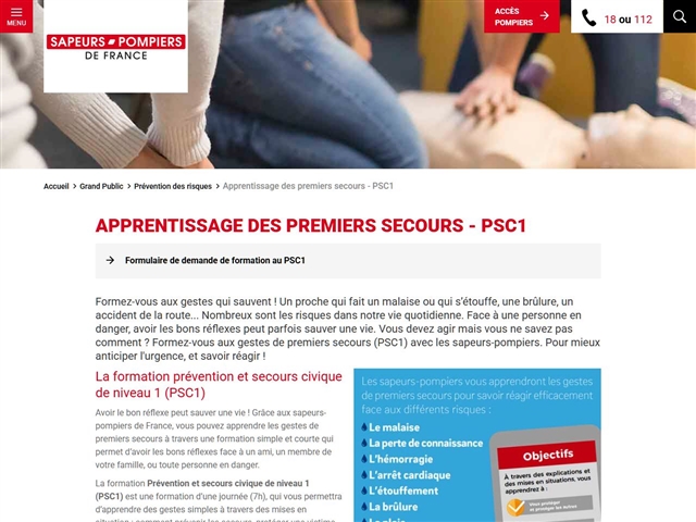 Sapeurs Pompiers : Demander une formation aux premiers secours