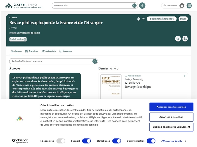 Revue Philosophique de la France et de l'Étranger 