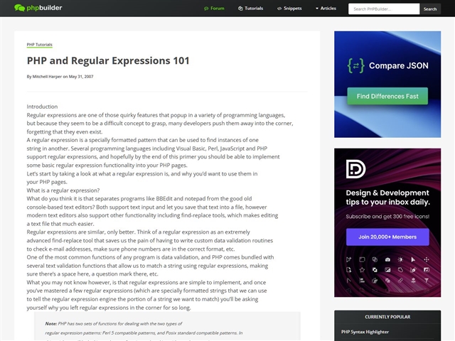 PHPBuilder : Regular Expressions 101