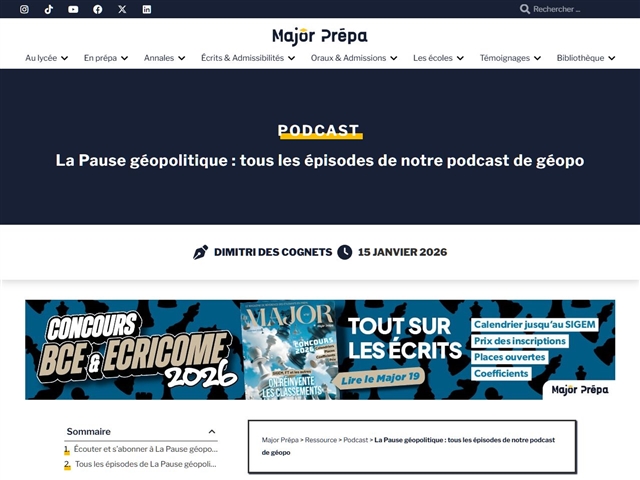 Major-Prépa : La pause géopolitique