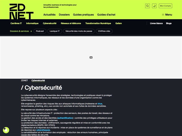 ZdNet : Cybersécurité