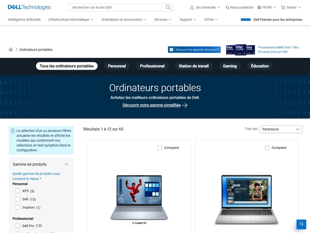 Dell : Ordinateurs portables