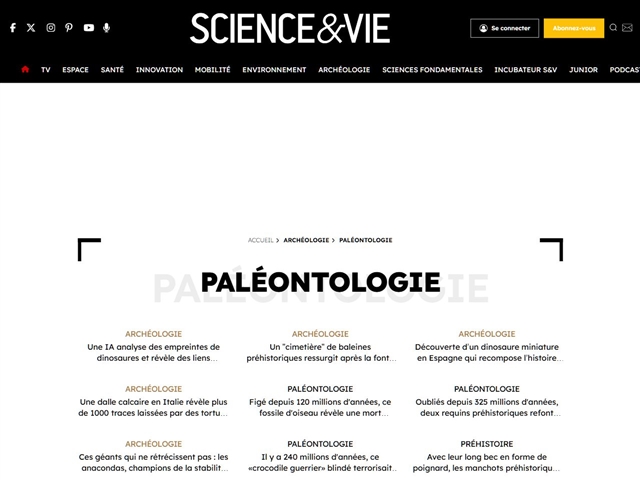 Science& Vie : Paléontologie