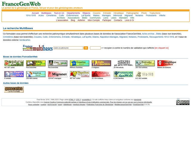 FranceGenWeb : Recherche multibases