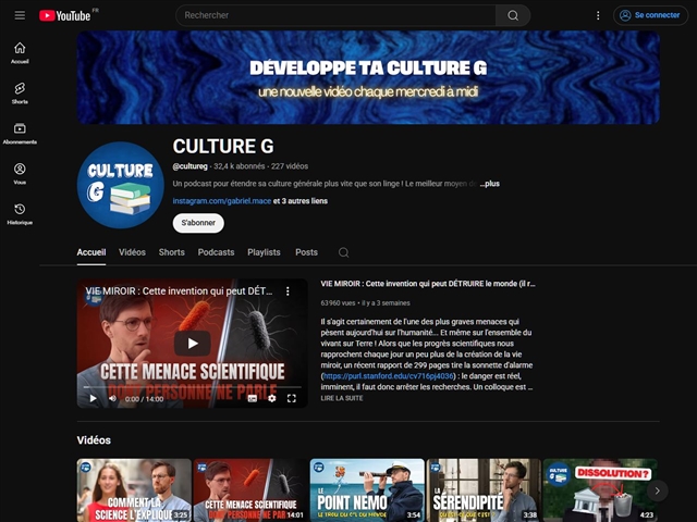 Culture G : Chaîne YouTube