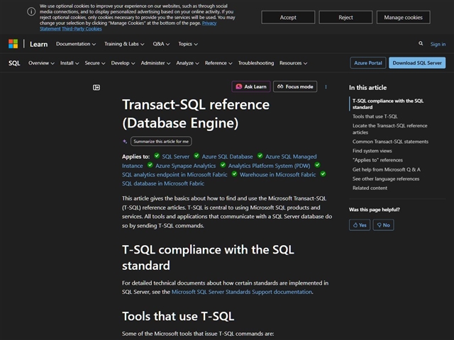 MSDN : Transact-SQL Overview