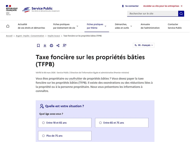 Service Public : Informations sur la taxe foncière