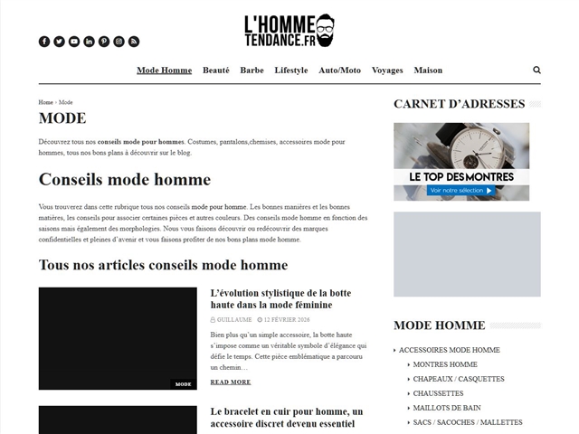 L'Homme Tendance : Mode