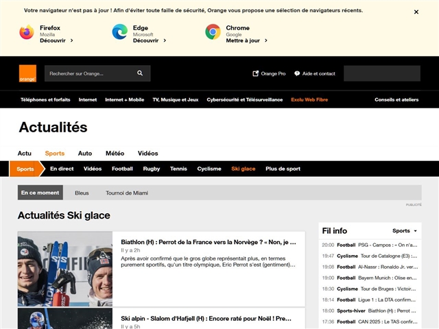 Orange Sports : Sports d'Hiver