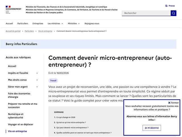 Centre de documentation Économie Finances : Devenir micro-entrepreneur