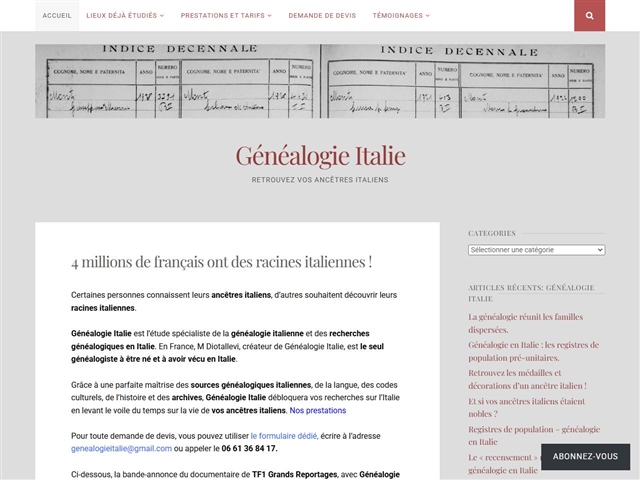 Généalogie Italie
